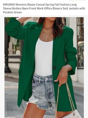 KIRUNDO Emerald Green Single-Button Relaxed Blazer